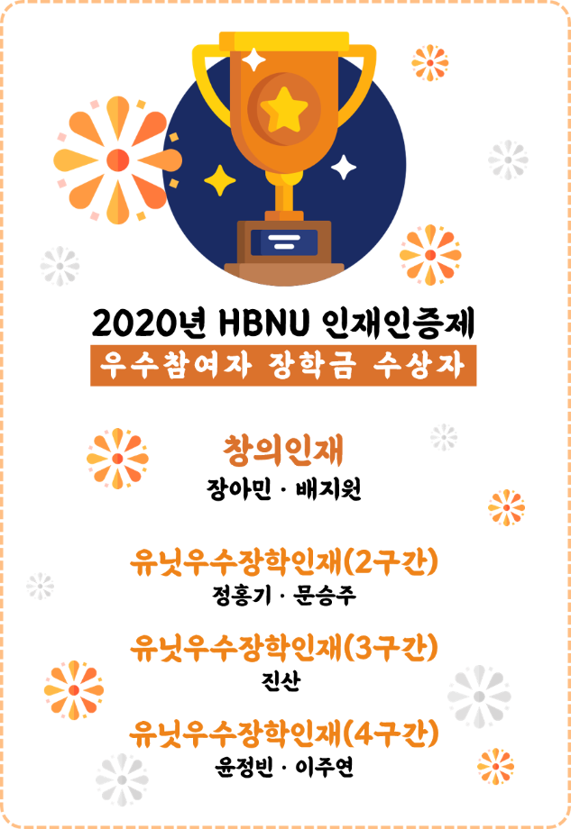 2020년 HBNU 인재인증제 우수참여자 수상(설비공학과) 명단 이미지
